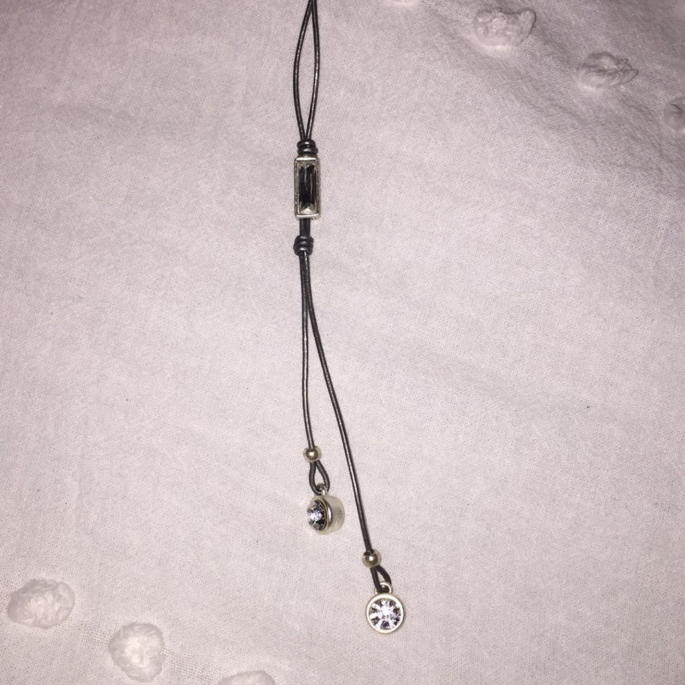 Long Gray Necklace w/ diamonds